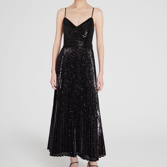 Sequin Pleated Occasion Maxi Dress - Brand New - NEVER WORN - Black - Picture 1 of 5